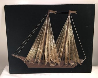 Fantastic Mid Century String Sailboat Art