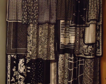 Shades of Black and White Gypsy Boho Curtains - 63"