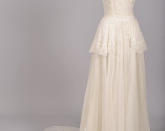 1940 Eyelet Organdy Vintage Wedding Gown