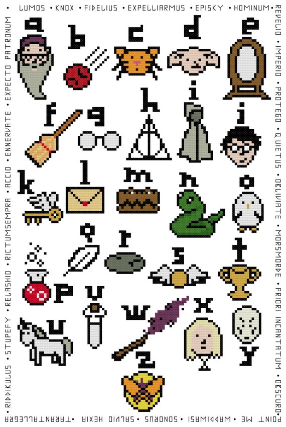 Harry Potter Alphabet Cross Stitch Pattern PDF Instant