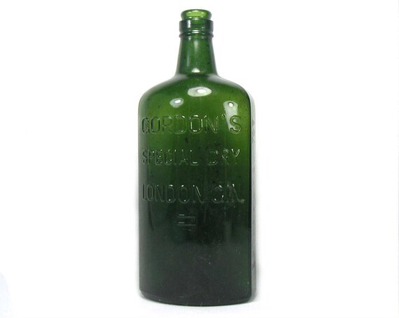 Vintage Green Gin Bottle Gordon's Gin Bottle Green Glass