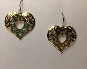 Vintage Gold Heart Earrings