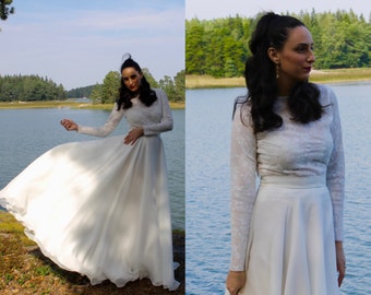 Modest Wedding Dress - Long Sleeve Wedding Dress - Simple Wedding Dress - Lace Wedding Dress - Boho Wedding Dress - Wedding Dress