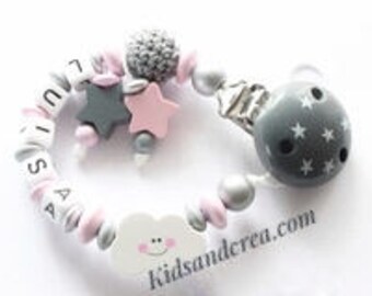 Pacifier clip personalized cloud