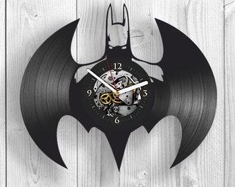 DC Comics Art, Wall Clock Vintage, Birthday Gift For Kids, Dark Knight Wall Clock Large, Batman Room Art, Batman Vinyl Record Wall Clock