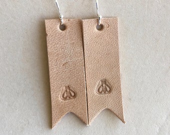 Bee stamped leather earrings