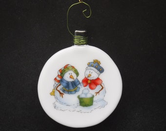 Slumped Glass Ornament with Decals