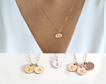 Custom Initial necklace, Personalized Disc, Letter Tag Necklace for Mother, Kids names necklace Family Grandma necklace Bridesmaids gift