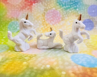 Porcelain Unicorn Figurines Statue Set