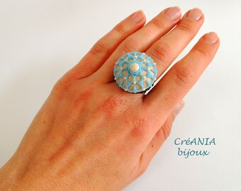Big rings. Quilling jewelry. Art deco ring. Filigree ring women. Adjustable ring. Original ring. Polymer clay ring. Quilled jewelry