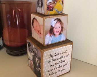 Stacking Photo Cubes, set of 3 cubes, Photo Block, Photo Gift Idea, wooden photo block, photo keepsake, wooden block, photo gift