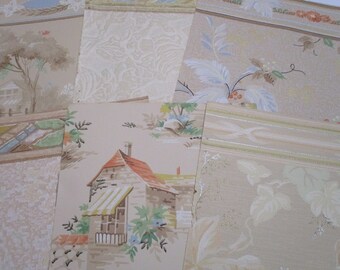 Vintage Wallpaper Bundles-Antique-Florals-Pastels-Shabby-SO YUMMY-Paper Parcels-Ephemera