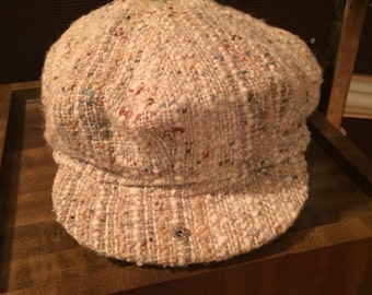 Vintage Tan Studio Donagal Irish Wool Motering Messenger Cap Hat