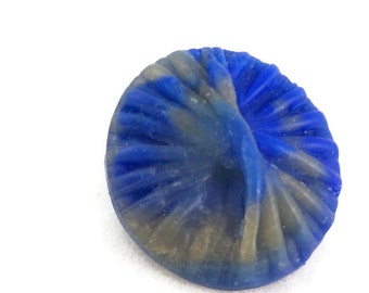 Large blue focal sewing button with texture handmade polymer clay