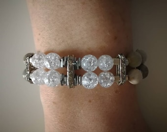 Job's Tears, Sparkling Quartz Adjustable Bracelet.