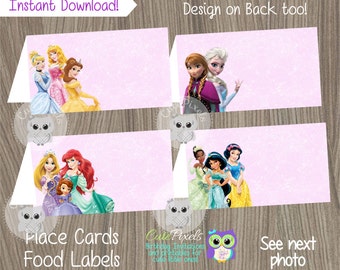 Disney Princess Place Cards Princess Birthday Disney