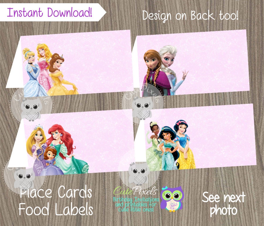 Disney Princess Place Cards Princess Birthday Disney