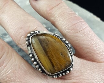 Tiger's Eye Statement Ring - Size 6.75