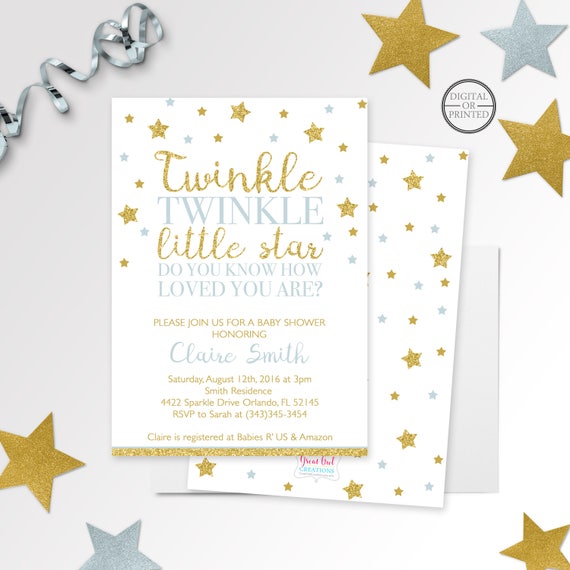 Twinkle Twinkle Little Star Baby Shower Invitation