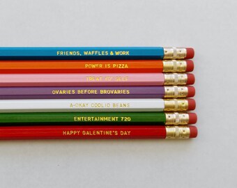 Parks and Recreation TV Show Gift Engraved Pencil Set Gold Foil Pencil Set Engraved Pencils Funny Pencils Gift for College Student Gift