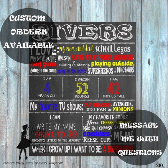 Custom Birthday Chalkboard Sign, Infographic Announcement Birthday Chalkboard Poster Birthday Chalkboard Birthday Photo Prop 128