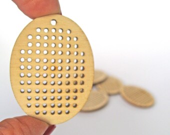 Set of 3, Cross Stitch Pendant, Oval, 42x32 mm, Cross Stitch Blank, Cross stitch pattern, Plywood Blank, Pendant, Necklace, Laser Cut