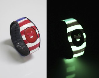 American Flag Glow in the Dark MagicBand Decal, MagicBand 2 Decal, Red White and Blue, RTS Ready To Ship, Fits Child & Adult Bands