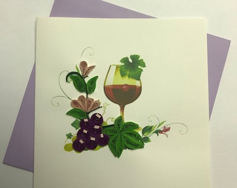 Wine & Grapes Quilling Greeting Card