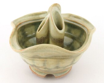 Three Tube Stoneware Flower Vase /Flower Holder / Flower Arranger/ Handmade Wheel Thrown Pottery