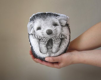 throw pillow hedgehog decorative pillow handpainted cushion home decor plush black and white soft toy