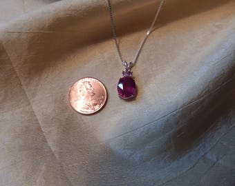 Natural Pinkish/Red Oval Accented Ruby Pendant