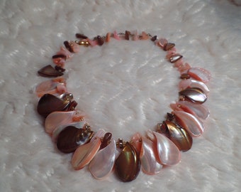 1950's Dyed Mother-of-Pearl Necklace Signed Japan