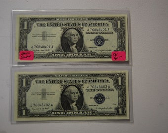 silver certificate 1957 three consecutive serial numbers
