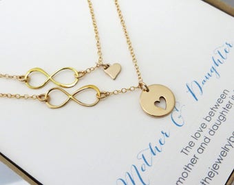 Mother daughter jewelry - mother daughter necklace - infinity heart necklace - mother of the bride gift - special wedding day gift