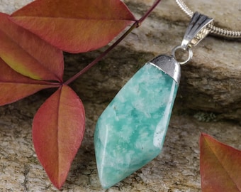 One AMAZONITE Pendant - Amazonite Crystal Point Necklace, Amazonite Necklace, Amazonite Stone, Amazonite Jewelry, Crystal Necklace E0303