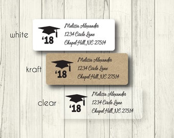 labels graduation envelope clear return address mailing gloss matte personalized cap class open custom