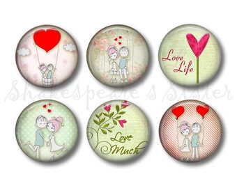 Love Magnets - Fridge Magnets - 6 Magnets - 1.5 Inch Magnets - Kitchen Magnets