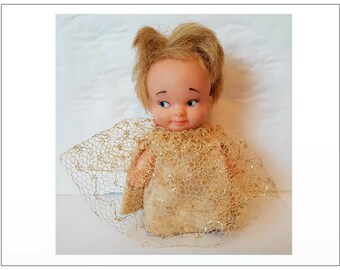 Uneeda PEE WEE Doll w/ original dress Hong Kong vintage 1960's 1965 - 3" - 4"
