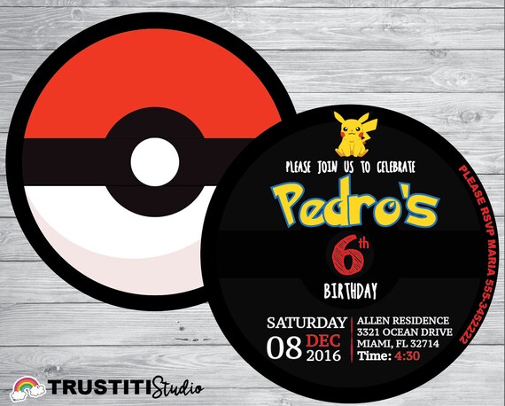 Pokemon Pokeball Invitation Pokemon Invite Pokemon Go Poke