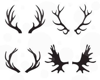 Antlers SVG, Set of 4 vectors, Cut File for Silhouette and Cricut machines, instant download, hunting svg, studio files, deer antlers