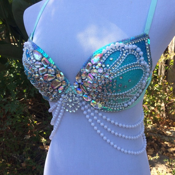 mermaid costume shell bra top