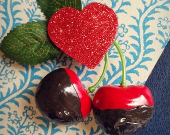 Cherry pinup, rockabilly hair clip