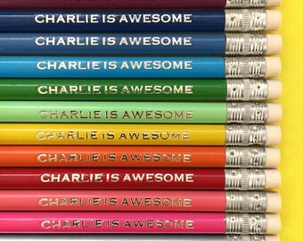 Custom Pencils, Personalized Pencils, Set of 12, Valentines, Teacher , Engraved Pencil, Pencils with Name, Christmas Gift, Stocking Stuffers