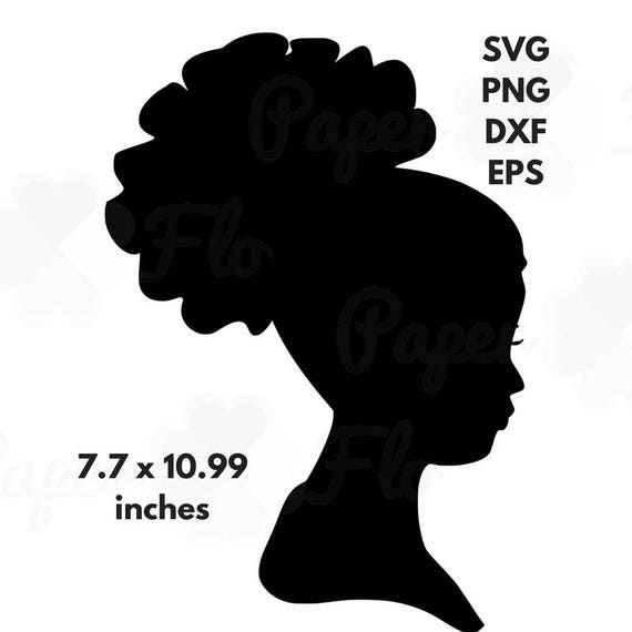 African Woman Silhouette SVG Clip Art Afro Puff Natural Curly