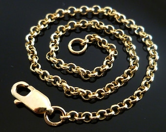 18k Gold Rolo Belcher Chain 18k, 18ct, 750, 18ct Solid Gold Yellow Rose Belcher Men's Women's Chain 2.2mm 18" 20" 22" 24" Custom