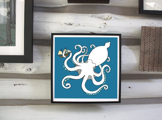 Kraken print. Nursery Art