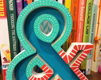 Ampersand // Hand Painted // Wood Ampersand // Teal // Orange // Blue