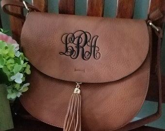 Monogrammed Tassel Crossbody Bag/ Great Gift!