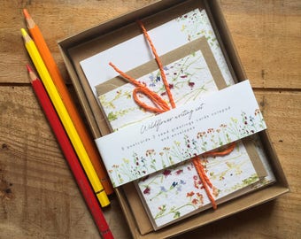 Pretty Wildflower writing set - floral gift set - gift for pen pals - gift for grandma - ideal gift for her - post - stationery set