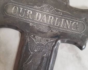 Rare 1800s Infant Coffin Plaque FREE SHIP